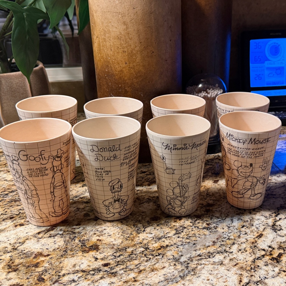 Disney Character Sketch Drinkware Set - Cream and Black